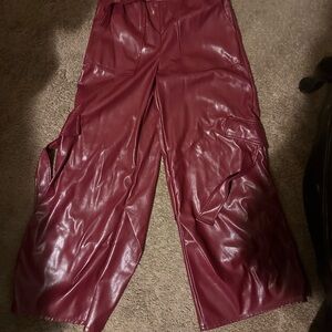 Forever 21 Maroon Faux Leather Pants